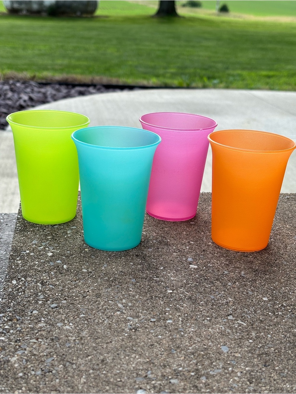Set of 8 vintage Tupperware bell tumblers cups translucent neon bright rare kids